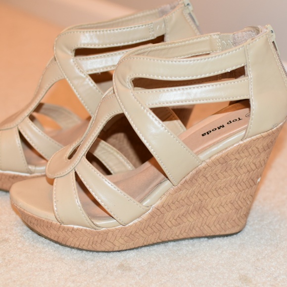 TOP Moda Women's Strappy Open Toe Platform Wedge - Picture 3 of 4